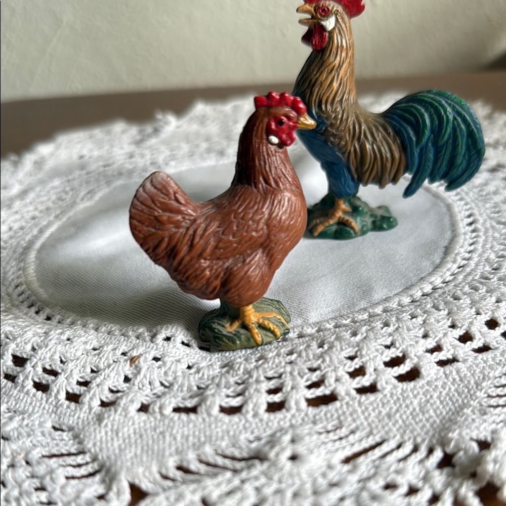 Schleich Germany Colorful Rooster and Hen Figurines 1998-99